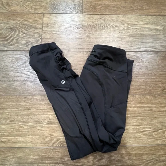 Lululemon Speed Crops Black Sz 6 W6HAYS Drawstring 23" Inseam High Waist Running - Picture 1 of 12